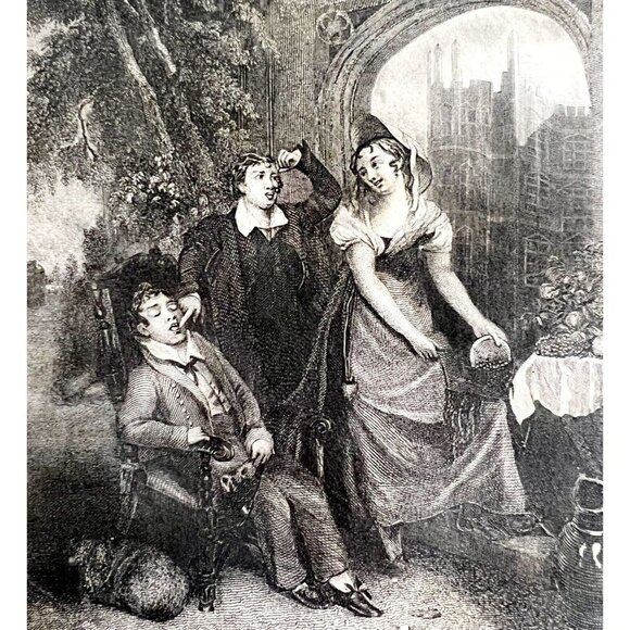 Open Your Mouth And Shut Your Eyes Steel Engraving 1859 Victorian Art DWY5C - Picture 1 of 2